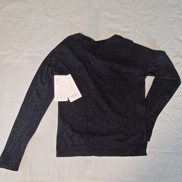 NWT Black Athleta Momentum Seamless Shimmer Top Workout Dance Odor Control - Picture 6 of 9